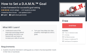 A1 Resource FREE Udemy Courses Nov 6 2017 How to Set a D A M N Goal