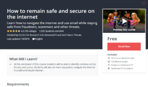 A1 Resource FREE Udemy Courses Nov 6 2017 How to remain safe and secure on the internet