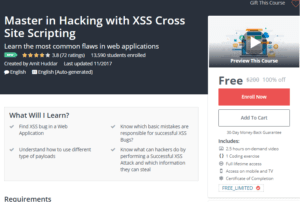 A1 Resource FREE Udemy Courses Nov 6 2017 Master in Hacking with XSS Cross Site Scripting