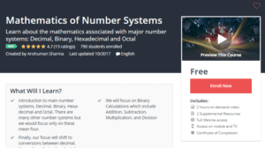 A1 Resource FREE Udemy Courses Nov 6 2017 Mathematics of Number Systems