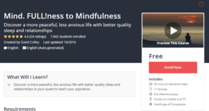 A1 Resource FREE Udemy Courses Nov 6 2017 Mind FULLness to Mindfulness