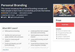 A1 Resource FREE Udemy Courses Nov 6 2017 Personal Branding