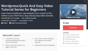 A1 Resource FREE Udemy Courses Nov 6 2017 Wordpress Quick And Easy Video Tutorial Series for Beginners