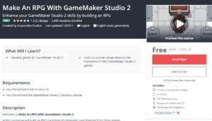 A1 Resource FREE Udemy Courses Nov 7, 2017 - Make An RPG With GameMaker Studio 2