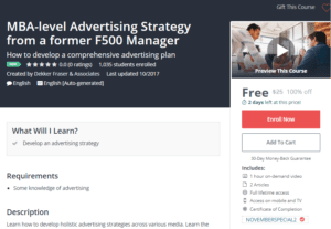 A1 Resource FREE Udemy Courses Nov 8, 2017 - MBA level Advertising Strategy from a former F500 Manager