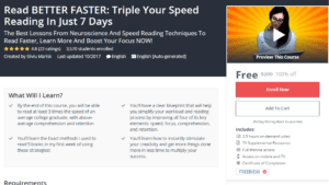 A1 Resource FREE Udemy Courses Nov 8, 2017 - Read BETTER FASTER Triple Your Speed Reading In Just 7 Days