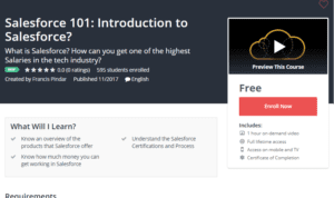A1 Resource FREE Udemy Courses Nov 8, 2017 - Salesforce 101 Introduction to Salesforce