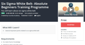 A1 Resource FREE Udemy Courses Nov 8, 2017 - Six Sigma White Belt Absolute Beginners Training Programme