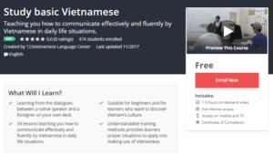 A1 Resource FREE Udemy Courses Nov 8, 2017 - Study basic Vietnamese
