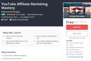 A1 Resource FREE Udemy Courses Nov 8, 2017 - YouTube Affiliate Marketing Mastery