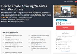 A1 Resource Student Picks SALE Udemy Courses Nov 21, 2017 – How to create Amazing Websites with Wordpress