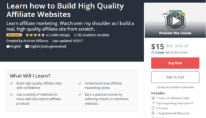 A1 Resource Udemy Course Learn how to Build High Quality Affiliate Websites Nov 3, 2017 Sale 15