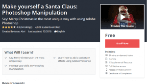 A1 Resource FREE Udemy Courses Dec 10, 2017 – Make yourself a Santa Claus Photoshop Manipulation