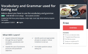 A1 Resource FREE Udemy Courses Dec 10, 2017 – Vocabulary and Grammar used for Eating out