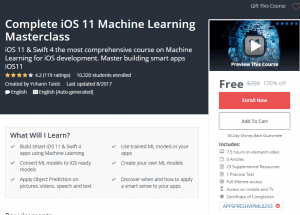 A1 Resource FREE Udemy Courses Dec 2, 2017 – Complete iOS 11 Machine Learning Masterclass