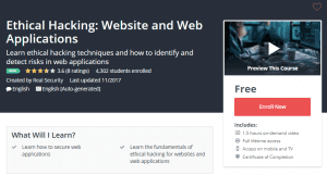 A1 Resource FREE Udemy Courses Dec 2, 2017 – Ethical Hacking Website and Web Applications