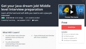 A1 Resource FREE Udemy Courses Dec 2, 2017 – Get your Java dream job Middle level Interview preparation