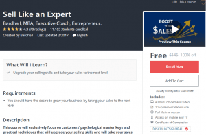 A1 Resource FREE Udemy Courses Dec 2, 2017 – Sell Like an Expert