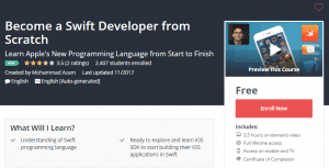 A1 Resource FREE Udemy Courses Dec 7, 2017 – Become a Swift Developer from Scratch