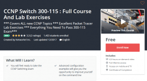A1 Resource FREE Udemy Courses Dec 7, 2017 – CCNP Switch 300 115 Full Course And Lab Exercises