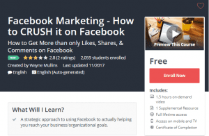 A1 Resource FREE Udemy Courses Dec 7, 2017 – Facebook Marketing - How to CRUSH it on Facebook