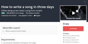 A1 Resource FREE Udemy Courses Dec 7, 2017 – How to write a song in three days