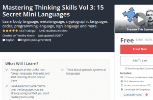 A1 Resource FREE Udemy Courses Dec 7, 2017 – Mastering Thinking Skills Vol 3 15 Secret Mini Languages