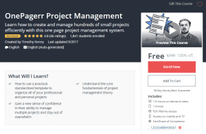 A1 Resource FREE Udemy Courses Dec 7, 2017 – OnePagerr Project Management