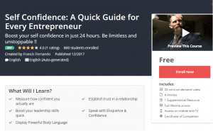 A1 Resource FREE Udemy Courses Dec 7, 2017 – Self Confidence A Quick Guide for Every Entrepreneur