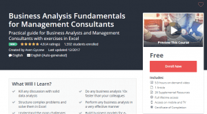 A1 Resource FREE Udemy Courses Dec 8, 2017 – Business Analysis Fundamentals for Management Consultants