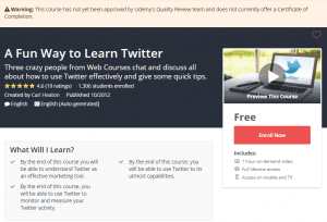 A1 Resource FREE Udemy Courses Dec 9, 2017 – A Fun Way to Learn Twitter