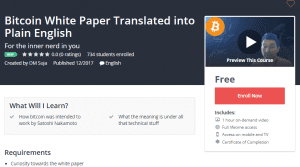 A1 Resource FREE Udemy Courses Dec 9, 2017 – Bitcoin White Paper Translated into Plain English