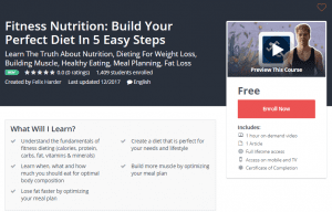 A1 Resource FREE Udemy Courses Dec 9, 2017 – Fitness Nutrition Build Your Perfect Diet In 5 Easy Steps