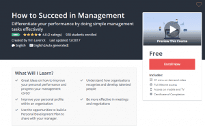 A1 Resource FREE Udemy Courses Dec 9, 2017 – How to Succeed in Management