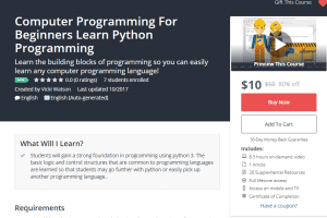 A1 Resource SALE Udemy Courses Dec 11, 2017 – Computer Programming For Beginners Learn Python Programming