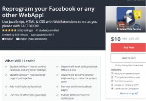 A1 Resource SALE Udemy Courses Dec 11, 2017 – Reprogram your Facebook or any other WebApp