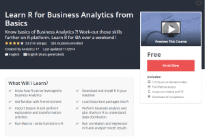 A1 Resource FREE Udemy Courses Jan 8 2018 – Learn R for Business Analytics from Basics