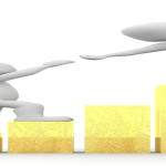 Team member helping another up the bar chart.