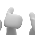 Five hands with thumbs up